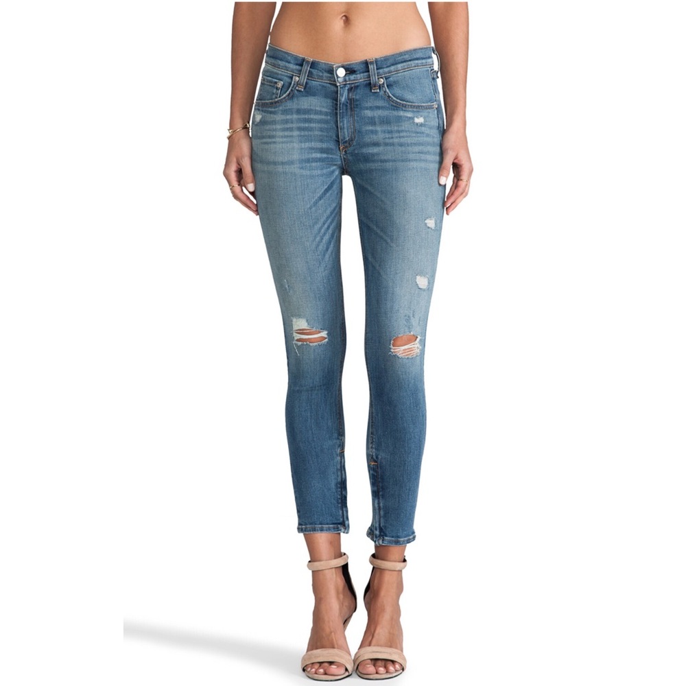 Rag & bone zipper Capri in shredded